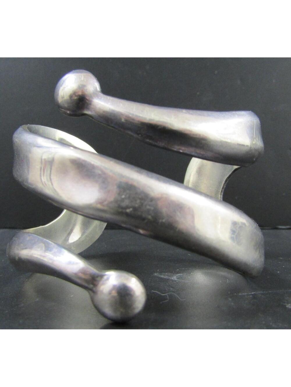 Taxco TH-17 63.4g Sterling Silver Swirl Bracelet - Picture 6 of 8